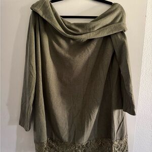 3X Amaryllis Olive Green Knit Top